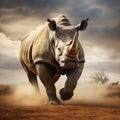 White Rhino bull  Made With Generative AI illustration Royalty Free Stock Photo