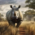 White Rhino bull  Made With Generative AI illustration Royalty Free Stock Photo