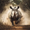 White Rhino bull  Made With Generative AI illustration Royalty Free Stock Photo