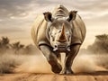 White rhino Made With Generative AI illustration