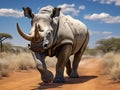 White rhino Made With Generative AI illustration