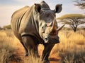 White rhino shows off her horn