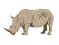 White Rhinoceros Side View Isolated Background WPA Poster Art Royalty Free Stock Photo
