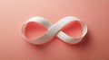 White Ribbon Infinity Symbol On Coral Background Royalty Free Stock Photo