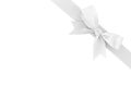 White ribbon with tied bow isolated on white background, simplicity decoration for add beauty to gift box or greeting card Royalty Free Stock Photo