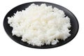 White rice in black bowl isolated on white background Royalty Free Stock Photo