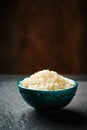 White rice in a blue authentic bowl Royalty Free Stock Photo