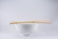 White Rice Bowl with Wooden Chopsticks Royalty Free Stock Photo