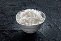 White rice, cooked. A bowl of boiled long grain rice, a simple side dish Royalty Free Stock Photo