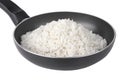 White rice on fry pan Royalty Free Stock Photo