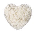 White rice heart shape isolated on white Royalty Free Stock Photo