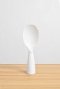 White rice spoon or rice ladle on wooden table Royalty Free Stock Photo