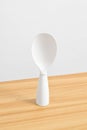White rice spoon or rice ladle on wooden table Royalty Free Stock Photo