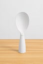 White rice spoon or rice ladle on wooden table Royalty Free Stock Photo