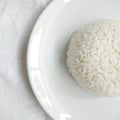 White rice on too of white plate, nasi putih diatas piring putih Royalty Free Stock Photo