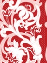 White Richelieu embroidery patterns on the red background