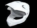 White rider helmet for race with black or white accesories on a white background 3d rendering Royalty Free Stock Photo