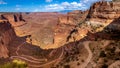 The White Rim Road and Shafer Trail winding up the steep canyon in Canyonlands National Park Royalty Free Stock Photo