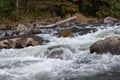 White water rapids over large rocks and boulders