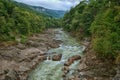 The White River and the Three Bratz Falls in Adygea Royalty Free Stock Photo