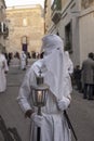 White-robed hooded penitent, Good Friday procession, Naxxar, Malta