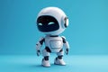 Robot Character. 3D Chatbot GPT Mascot. Futuristic Technology Blue Banner, wide format. AI Generated