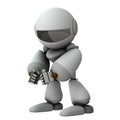 A white robot hitting a fist. It represents anger.