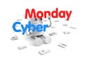 White robot hold word - Cyber Monday