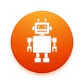 White Robot Icon on a Vibrant Orange Circle Background symbol technology Royalty Free Stock Photo