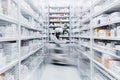 Automated Pharmacy: Robot in a Medicine Warehouse Royalty Free Stock Photo