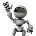 A white robot that raises his right hand. Call attention and try to stand out. Royalty Free Stock Photo