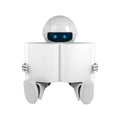 White robot sit with blank book Royalty Free Stock Photo