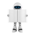 White robot stay with blank book Royalty Free Stock Photo