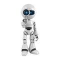 White robot stay with magnifying glass