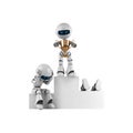White robot stay with trophy