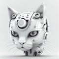 white robotic cat Cyborg iron cat. cat in the ai era artificial, Generative Ai