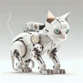 white robotic cat Cyborg iron cat. cat in the ai era artificial, Generative Ai