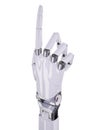 White Robotic Hand Pointing or Number One Gesturing 3d Illustration