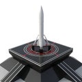White Rocket Model on Launch Pad with Target Rings and Geometric Base space spacecraft Royalty Free Stock Photo