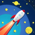White rocket in space with blue backroud Royalty Free Stock Photo