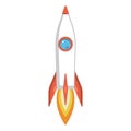 White rocket takes off upwards on a white isolated background. icon. vector Royalty Free Stock Photo