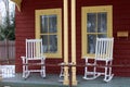 White rocking chairs on front porch Royalty Free Stock Photo