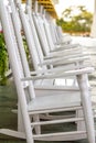 White Rocking Chairs on Long Porch Royalty Free Stock Photo