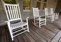 White Rocking Chairs on Wood Porch Royalty Free Stock Photo