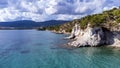 White rocks bay, Karaburun - Izmir - Turkey. Natural cave in the sea. Turkish name Beyaz Kayalar Koyu - Karaburun Royalty Free Stock Photo