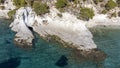 White rocks bay, Karaburun - Izmir - Turkey. Natural cave in the sea. Turkish name Beyaz Kayalar Koyu - Karaburun Royalty Free Stock Photo