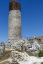 White rocks and ruined medieval castle in Olsztyn, Poland Royalty Free Stock Photo