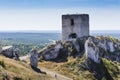 White rocks and ruined medieval castle in Olsztyn, Poland Royalty Free Stock Photo