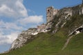 White rocks and ruined medieval castle in Olsztyn Royalty Free Stock Photo