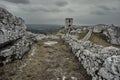 White rocks and ruined medieval castle Royalty Free Stock Photo